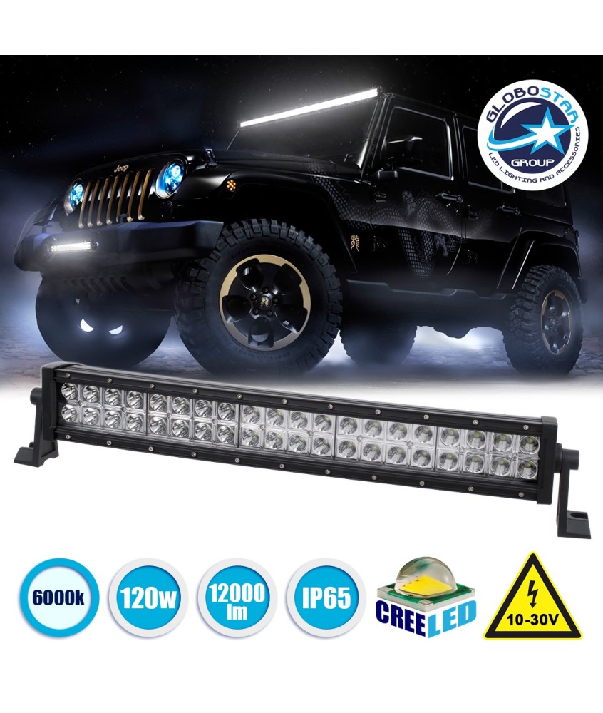 GloboStar® 85470 PRO Series Μπάρα Καμπυλωτή - Curved για Αυτοκίνητα & Φορτηγά LED CREE XBD 120W 12000lm DC 10-30V Αδιάβροχη IP65 Ψυχρό Λευκό 6000K